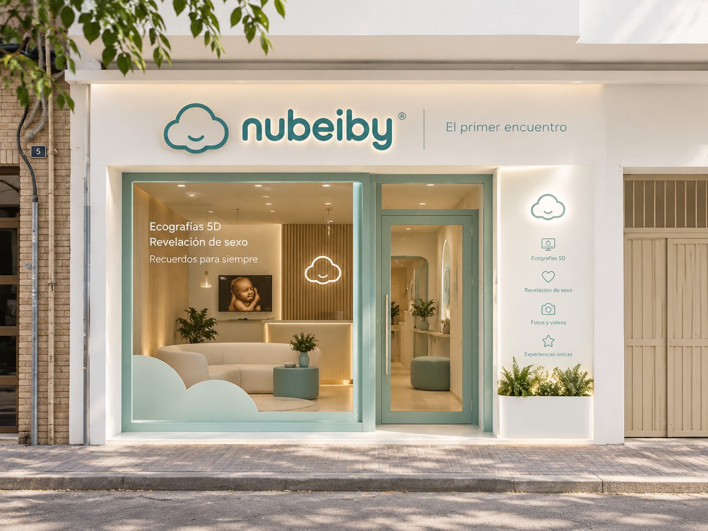 Fachada y sala de espera del centro nubeiby en Paterna