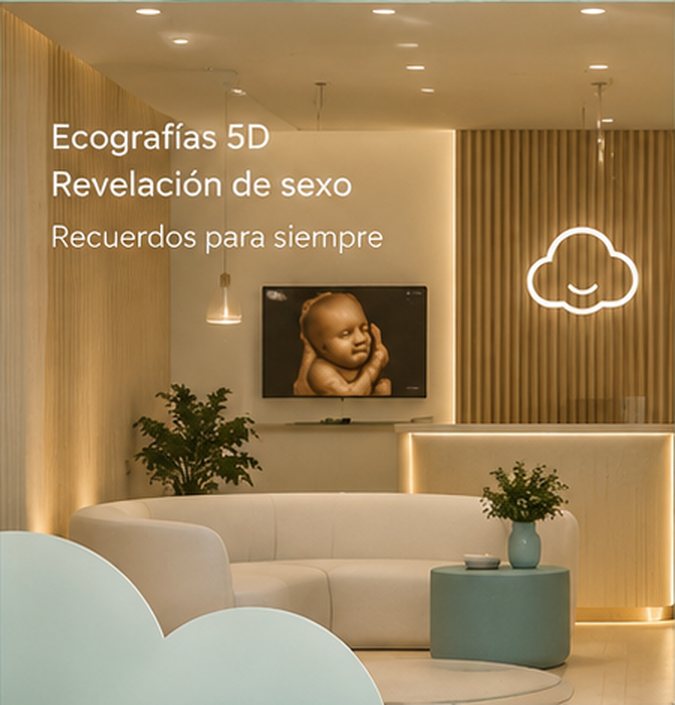 Sala de espera de nubeiby con sofá curvo y luz cálida